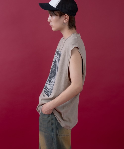En serio TOKYO（エンソリオトーキョー）の「【SIDEWAYSTANCE】キングピグメントノースリーブTシャツ 70459（Tシャツ/カットソー・メンズ・ベージュ/グリーン/ブラック・SMALL/MEDIUM/LARGE/X-LARGE）」の9枚目の写真