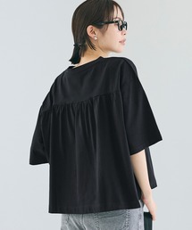 5分袖バックギャザーTシャツ