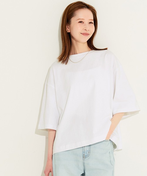 coca(coca)(コカ)の「5分袖バックギャザーTシャツ(Tシャツ/カットソー・レディース・ブラック/ホワイト・L/M/S)」の3枚目の写真