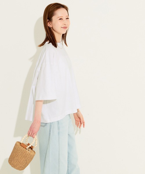 coca(coca)(コカ)の「5分袖バックギャザーTシャツ(Tシャツ/カットソー・レディース・ブラック/ホワイト・L/M/S)」の4枚目の写真