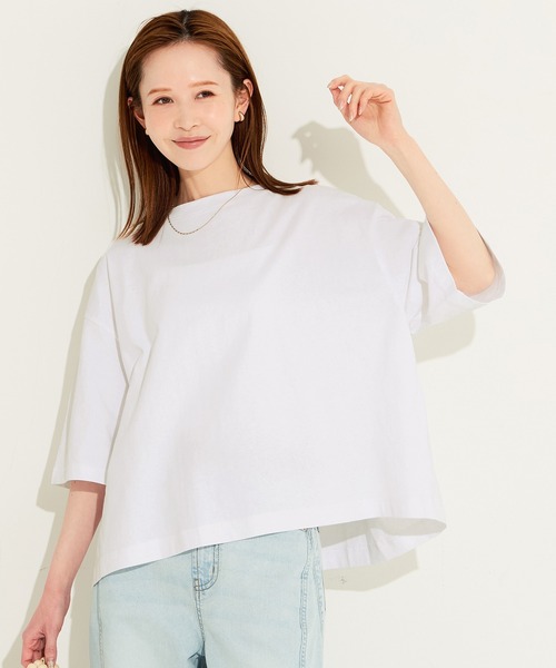 coca(coca)(コカ)の「5分袖バックギャザーTシャツ(Tシャツ/カットソー・レディース・ブラック/ホワイト・L/M/S)」の6枚目の写真
