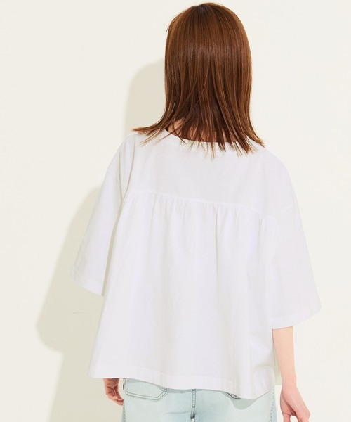 coca(coca)(コカ)の「5分袖バックギャザーTシャツ(Tシャツ/カットソー・レディース・ブラック/ホワイト・L/M/S)」の7枚目の写真