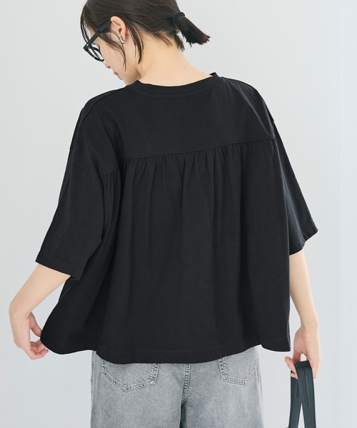 coca(coca)(コカ)の「5分袖バックギャザーTシャツ(Tシャツ/カットソー・レディース・ブラック/ホワイト・L/M/S)」の10枚目の写真
