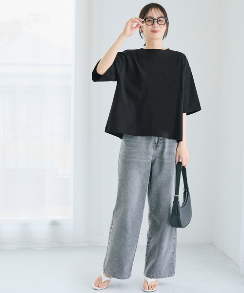 coca(coca)(コカ)の「5分袖バックギャザーTシャツ(Tシャツ/カットソー・レディース・ブラック/ホワイト・L/M/S)」の11枚目の写真