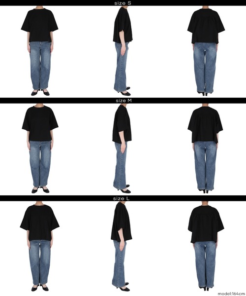 coca(coca)(コカ)の「5分袖バックギャザーTシャツ(Tシャツ/カットソー・レディース・ブラック/ホワイト・L/M/S)」の15枚目の写真