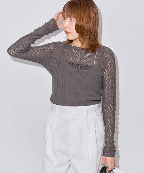 journal standard L'essage（ジャーナルスタンダードレサージュ）の「LACYジャガードニットプルオーバー（ニット/セーター・レディース・アイボリー/チャコールグレー・FREE）」の5枚目の写真