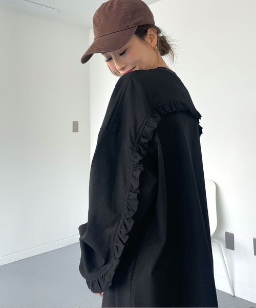 CHERI since1985(シェリ)の「フリルバックコットンロングスリーブワンピース(ワンピース・レディース・ブラック/ホワイト・FREE)」の11枚目の写真