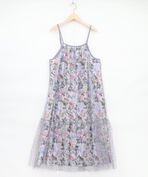 ScoLar（スカラー）の「161666：総柄ベロア×ストライプ柄チュールキャミワンピ（ワンピース・レディース・オフホワイト/パープル/ブラック・M）」の12枚目の写真