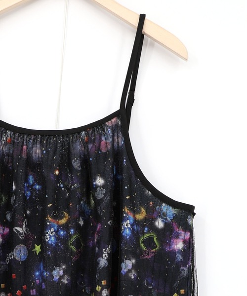 ScoLar（スカラー）の「161666：総柄ベロア×ストライプ柄チュールキャミワンピ（ワンピース・レディース・オフホワイト/パープル/ブラック・M）」の8枚目の写真