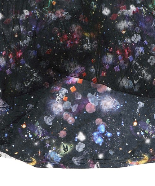 ScoLar（スカラー）の「161666：総柄ベロア×ストライプ柄チュールキャミワンピ（ワンピース・レディース・オフホワイト/パープル/ブラック・M）」の5枚目の写真