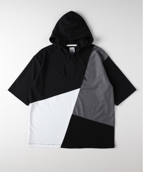 Right-on(ライトオン)の「PLUS ONE(プラスワン)ポンチ切替5分袖Tパーカー(Tシャツ/カットソー・メンズ・ホワイト/ブラック/ベージュ・M/L/XL/S)」の18枚目の写真