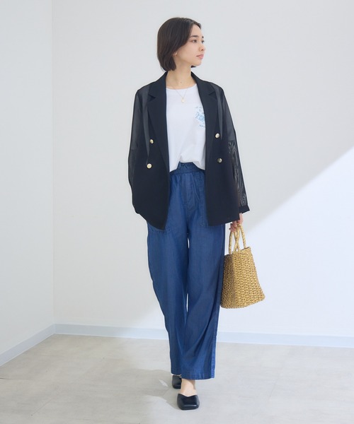 KATHARINE ROSS（キャサリンロス）の「【KATHARINE ROSS】変わり織メッシュテーラードジャケット（テーラードジャケット・レディース・ブラック/ライトベージュ・FREE）」の18枚目の写真
