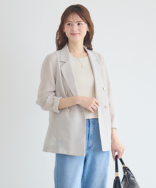 KATHARINE ROSS（キャサリンロス）の「【KATHARINE ROSS】変わり織メッシュテーラードジャケット（テーラードジャケット・レディース・ブラック/ライトベージュ・FREE）」の16枚目の写真