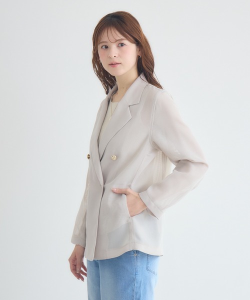 KATHARINE ROSS（キャサリンロス）の「【KATHARINE ROSS】変わり織メッシュテーラードジャケット（テーラードジャケット・レディース・ブラック/ライトベージュ・FREE）」の13枚目の写真
