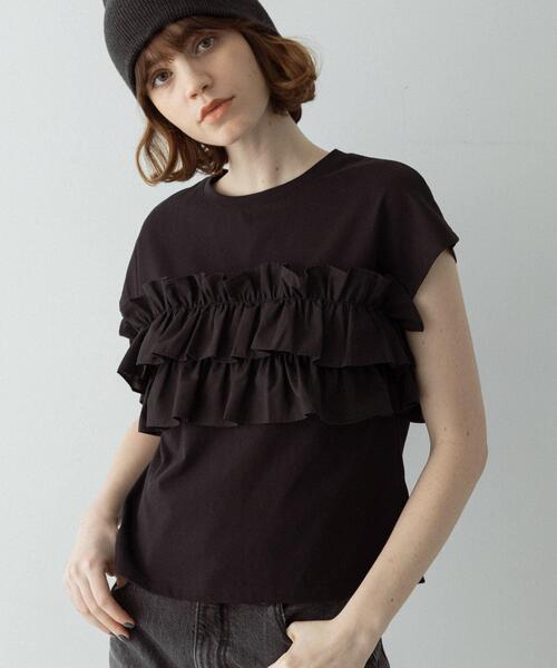 URBAN RESEARCH Sonny Label(アーバンリサーチサニーレーベル)の「『WEB限定』フリルドッキングプルオーバー(Tシャツ/カットソー・レディース・アイボリー/ブラック/ブラウン・FREE)」の2枚目の写真