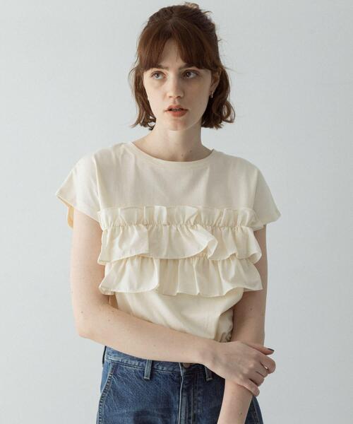 URBAN RESEARCH Sonny Label(アーバンリサーチサニーレーベル)の「『WEB限定』フリルドッキングプルオーバー(Tシャツ/カットソー・レディース・アイボリー/ブラック/ブラウン・FREE)」の6枚目の写真