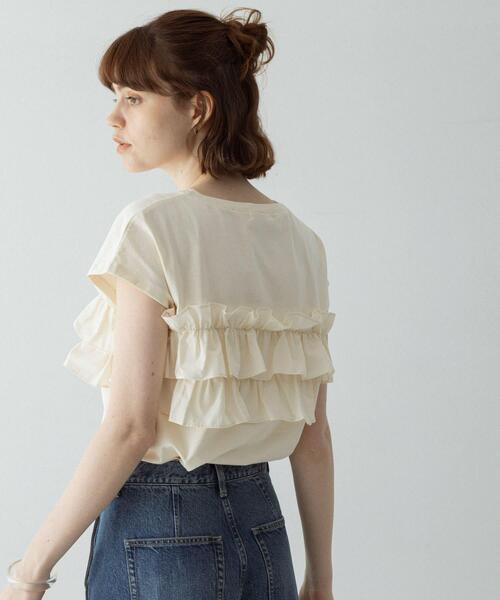 URBAN RESEARCH Sonny Label(アーバンリサーチサニーレーベル)の「『WEB限定』フリルドッキングプルオーバー(Tシャツ/カットソー・レディース・アイボリー/ブラック/ブラウン・FREE)」の7枚目の写真