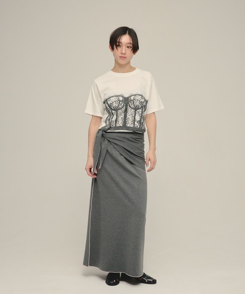 eL（エル）の「【eL】Bustier Print TEE/668742（Tシャツ/カットソー・レディース・ブラック系その他/ホワイト系その他・FREE）」の3枚目の写真