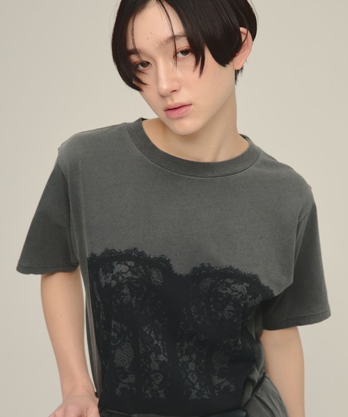 eL（エル）の「【eL】Bustier Print TEE/668742（Tシャツ/カットソー・レディース・ブラック系その他/ホワイト系その他・FREE）」の14枚目の写真