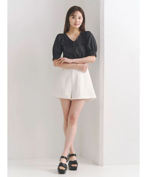 MERCURYDUO(マーキュリーデュオ)の「リネンライクショートパンツ(その他パンツ・レディース・オフホワイト/チャコールグレー・SMALL/MEDIUM)」の10枚目の写真