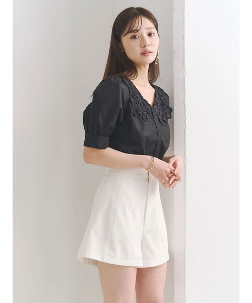 MERCURYDUO(マーキュリーデュオ)の「リネンライクショートパンツ(その他パンツ・レディース・オフホワイト/チャコールグレー・SMALL/MEDIUM)」の12枚目の写真