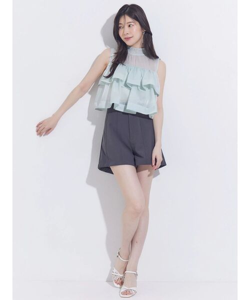 MERCURYDUO(マーキュリーデュオ)の「リネンライクショートパンツ(その他パンツ・レディース・オフホワイト/チャコールグレー・SMALL/MEDIUM)」の5枚目の写真