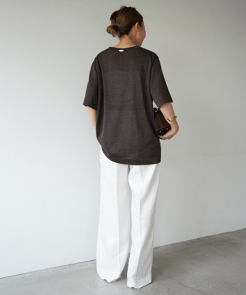 Deuxieme Classe（ドゥーズィエムクラス）の「*OGLINEN Wタックパンツ（スラックス・レディース・キャメル/ホワイト・34/38/36）」の9枚目の写真