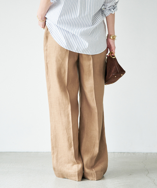 Deuxieme Classe（ドゥーズィエムクラス）の「*OGLINEN Wタックパンツ（スラックス・レディース・キャメル/ホワイト・34/38/36）」の12枚目の写真