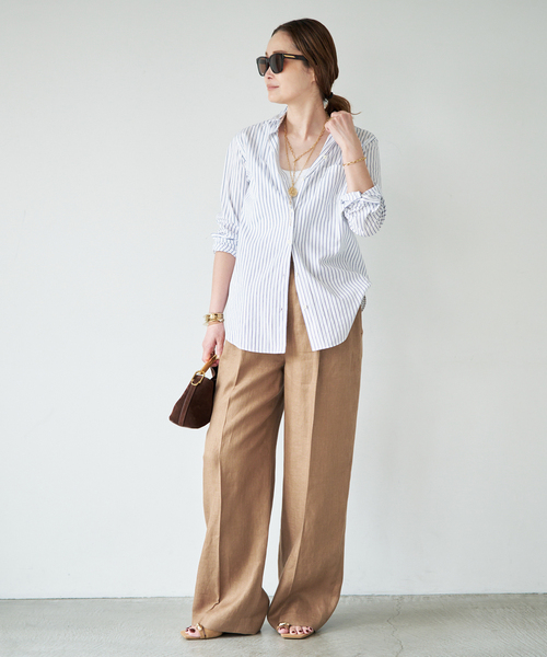 Deuxieme Classe（ドゥーズィエムクラス）の「*OGLINEN Wタックパンツ（スラックス・レディース・キャメル/ホワイト・34/38/36）」の13枚目の写真