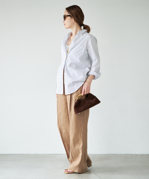 Deuxieme Classe（ドゥーズィエムクラス）の「*OGLINEN Wタックパンツ（スラックス・レディース・キャメル/ホワイト・34/38/36）」の14枚目の写真