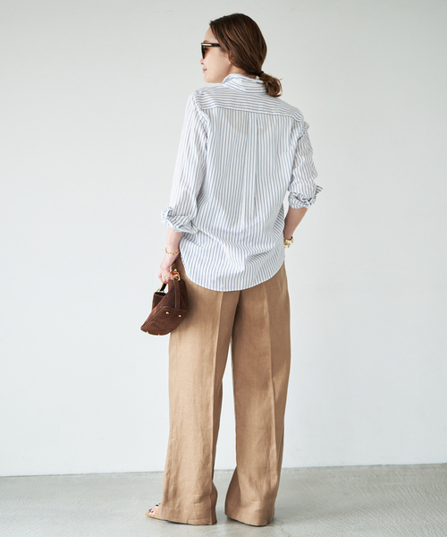 Deuxieme Classe（ドゥーズィエムクラス）の「*OGLINEN Wタックパンツ（スラックス・レディース・キャメル/ホワイト・34/38/36）」の15枚目の写真