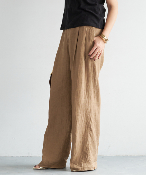 Deuxieme Classe（ドゥーズィエムクラス）の「*OGLINEN Wタックパンツ（スラックス・レディース・キャメル/ホワイト・34/38/36）」の17枚目の写真