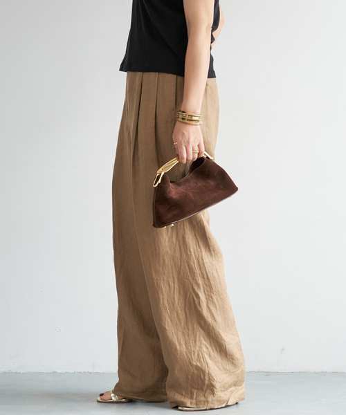 Deuxieme Classe（ドゥーズィエムクラス）の「*OGLINEN Wタックパンツ（スラックス・レディース・キャメル/ホワイト・34/38/36）」の18枚目の写真
