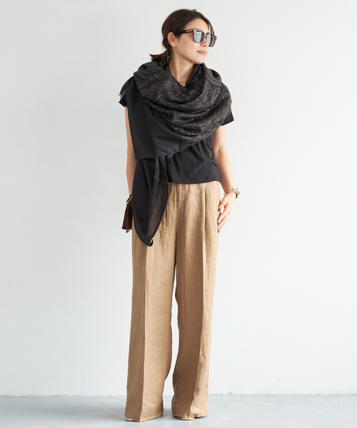 Deuxieme Classe（ドゥーズィエムクラス）の「*OGLINEN Wタックパンツ（スラックス・レディース・キャメル/ホワイト・34/38/36）」の20枚目の写真