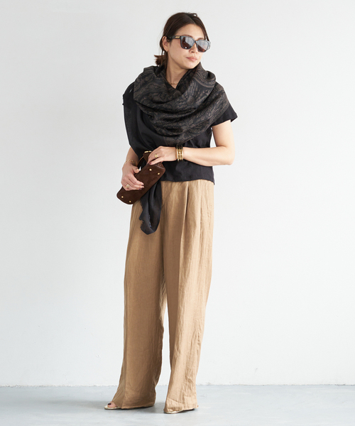 Deuxieme Classe（ドゥーズィエムクラス）の「*OGLINEN Wタックパンツ（スラックス・レディース・キャメル/ホワイト・34/38/36）」の21枚目の写真