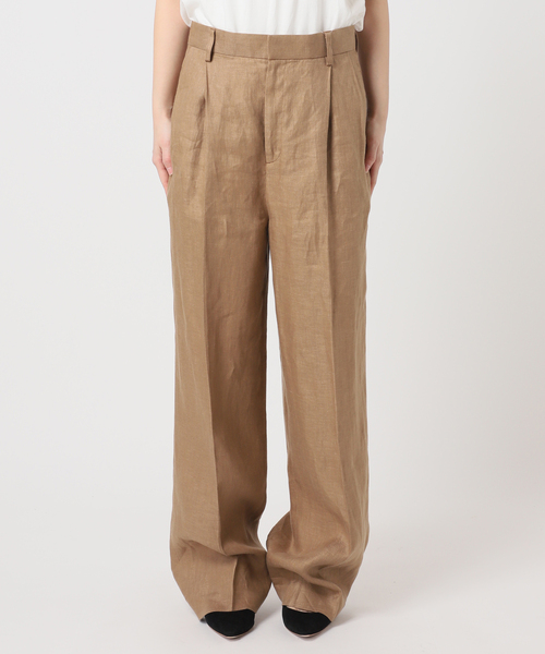 Deuxieme Classe（ドゥーズィエムクラス）の「*OGLINEN Wタックパンツ（スラックス・レディース・キャメル/ホワイト・34/38/36）」の4枚目の写真