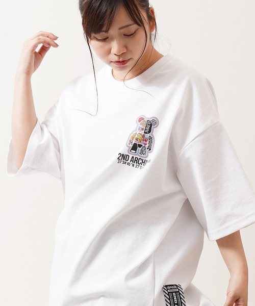 1111clothing(ワンフォークロージング)の「【2ND ARCHIVE】総柄ベア オーバーサイズ リフレクター 半袖Tシャツ / ビッグシルエット / ユニセックス(Tシャツ/カットソー・メンズ・パープル/ホワイト/ブラック/ピンク・FREE)」の7枚目の写真