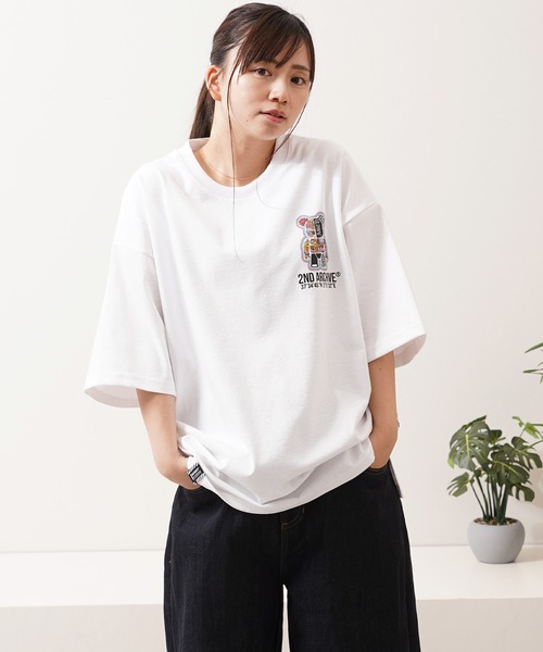 1111clothing(ワンフォークロージング)の「【2ND ARCHIVE】総柄ベア オーバーサイズ リフレクター 半袖Tシャツ / ビッグシルエット / ユニセックス(Tシャツ/カットソー・メンズ・パープル/ホワイト/ブラック/ピンク・FREE)」の6枚目の写真