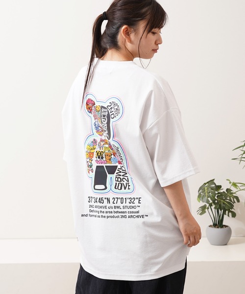 1111clothing(ワンフォークロージング)の「【2ND ARCHIVE】総柄ベア オーバーサイズ リフレクター 半袖Tシャツ / ビッグシルエット / ユニセックス(Tシャツ/カットソー・メンズ・パープル/ホワイト/ブラック/ピンク・FREE)」の9枚目の写真