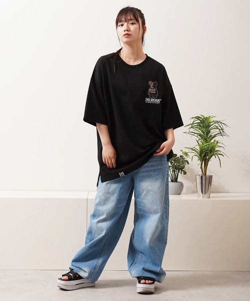 1111clothing(ワンフォークロージング)の「【2ND ARCHIVE】総柄ベア オーバーサイズ リフレクター 半袖Tシャツ / ビッグシルエット / ユニセックス(Tシャツ/カットソー・メンズ・パープル/ホワイト/ブラック/ピンク・FREE)」の19枚目の写真