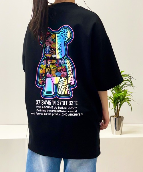 1111clothing(ワンフォークロージング)の「【2ND ARCHIVE】総柄ベア オーバーサイズ リフレクター 半袖Tシャツ / ビッグシルエット / ユニセックス(Tシャツ/カットソー・メンズ・パープル/ホワイト/ブラック/ピンク・FREE)」の13枚目の写真