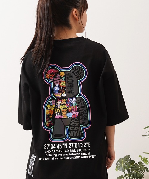 1111clothing(ワンフォークロージング)の「【2ND ARCHIVE】総柄ベア オーバーサイズ リフレクター 半袖Tシャツ / ビッグシルエット / ユニセックス(Tシャツ/カットソー・メンズ・パープル/ホワイト/ブラック/ピンク・FREE)」の18枚目の写真