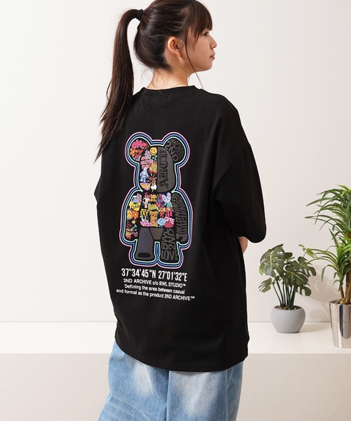1111clothing(ワンフォークロージング)の「【2ND ARCHIVE】総柄ベア オーバーサイズ リフレクター 半袖Tシャツ / ビッグシルエット / ユニセックス(Tシャツ/カットソー・メンズ・パープル/ホワイト/ブラック/ピンク・FREE)」の17枚目の写真