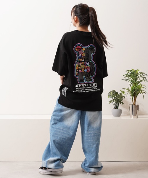 1111clothing(ワンフォークロージング)の「【2ND ARCHIVE】総柄ベア オーバーサイズ リフレクター 半袖Tシャツ / ビッグシルエット / ユニセックス(Tシャツ/カットソー・メンズ・パープル/ホワイト/ブラック/ピンク・FREE)」の20枚目の写真