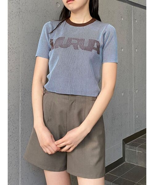 MURUA（ムルーア）の「リンガーロゴハーフニット（ニット/セーター・レディース・アイボリー/ブラウン/ピンク・FREE）」の5枚目の写真