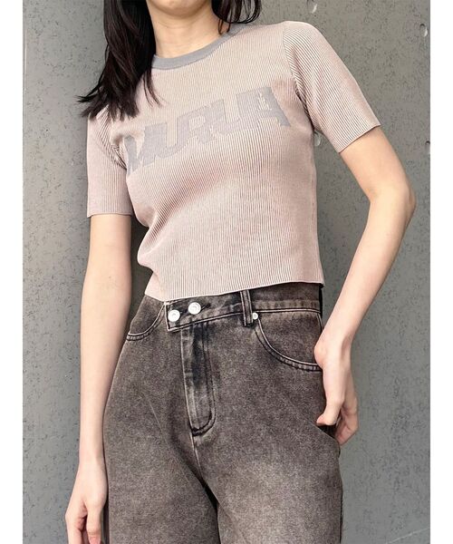 MURUA（ムルーア）の「リンガーロゴハーフニット（ニット/セーター・レディース・アイボリー/ブラウン/ピンク・FREE）」の10枚目の写真