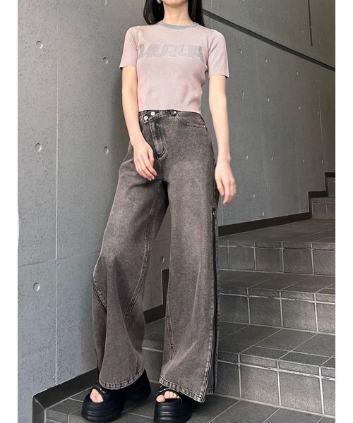 MURUA（ムルーア）の「リンガーロゴハーフニット（ニット/セーター・レディース・アイボリー/ブラウン/ピンク・FREE）」の13枚目の写真