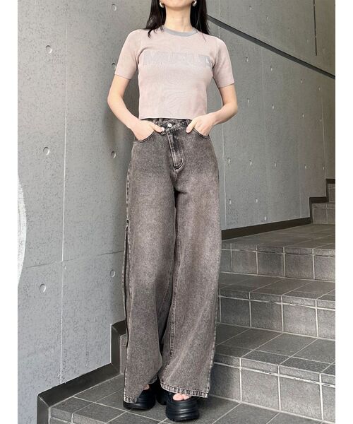 MURUA（ムルーア）の「リンガーロゴハーフニット（ニット/セーター・レディース・アイボリー/ブラウン/ピンク・FREE）」の14枚目の写真