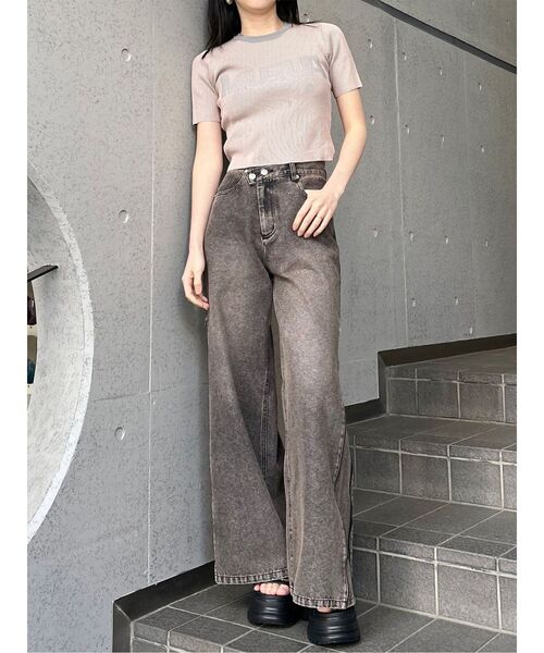 MURUA（ムルーア）の「リンガーロゴハーフニット（ニット/セーター・レディース・アイボリー/ブラウン/ピンク・FREE）」の15枚目の写真