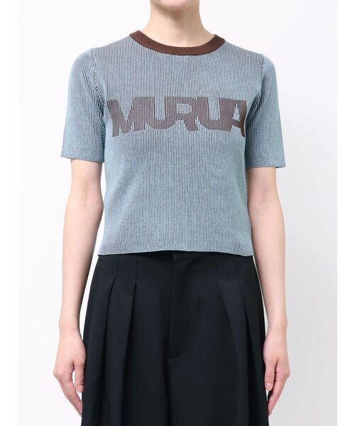 MURUA(ムルーア)の「リンガーロゴハーフニット 夏服(ニット/セーター・レディース・アイボリー/ブラウン/ピンク・FREE)」の7枚目の写真